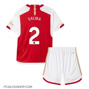 Arsenal William Saliba #2 Prima Maglia Bambino 2023-24 Manica Corta (+ Pantaloni corti)